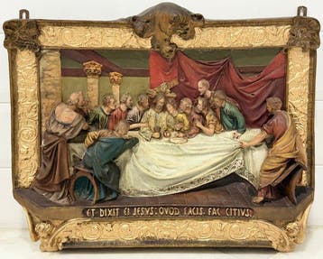 Olot - sculptuur, Santa Cena - 50 cm - Polychroom