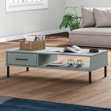 vidaXL Salontafel met metalen poten OSLO massief grenenhout, Verzenden, Nieuw