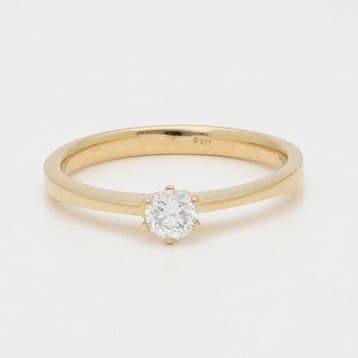 Ring - 14 karaat Geel goud Diamant (Natuurlijk) - Solitair, Handtassen en Accessoires, Ringen, Nieuw