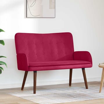 vidaXL 2-Zits Sofa Wijnrood 115 x 61 x 87 cm fluweel, Huis en Inrichting, Verzenden, Nieuw