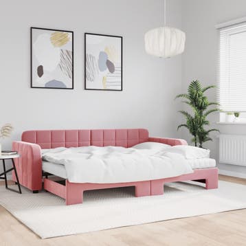 vidaXL Slaapbank onderschuifbed en matrassen 80x200 cm, Huis en Inrichting, Slaapkamer | Bedden, Verzenden, Nieuw