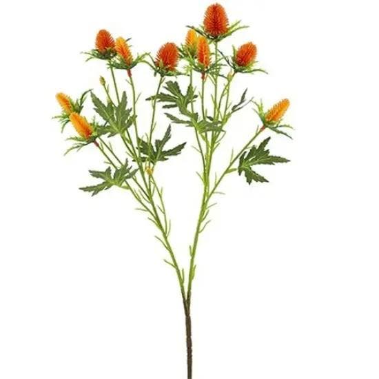 Eryngium Distel Oranje Zijdenbloem 68 cm per stuk, Maison & Meubles, Accessoires pour la Maison | Plantes & Fleurs artificielles