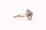 Ring - 14 karaat Witgoud Robijn - Diamant - Robijn / Diamant, Nieuw