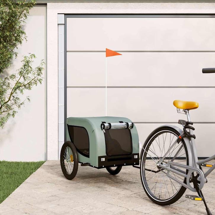 vidaXL Hondenfietstrailer oxford stof en ijzer grijs en, Animaux & Accessoires, Autres accessoires pour animaux, Envoi