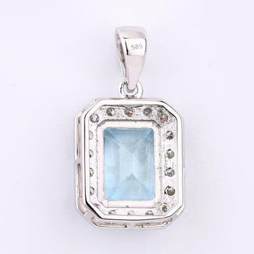 Hanger - 14 karaat Witgoud - 1.96ct. tw. Aquamarijn -