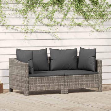 vidaXL 2-delige tuinloungeset met kussens grijs poly rattan, Verzenden, Loungeset