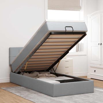 vidaXL Bed met matras 90x200 cm stof lichtgrijs, Verzenden