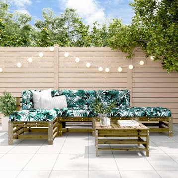 vidaXL 6-delige Loungeset met kussens geïmpregneerd, Verzenden, Loungeset