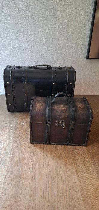 Kist (2) - Hout, Metaal, leder - Koffers (Wijn) Decoratie