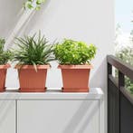 vidaXL Vierkante Bloempot 24 pcs Baksteenrood 23 x 23 x 17,5, Tuin en Terras, Bloempotten, Verzenden, Nieuw