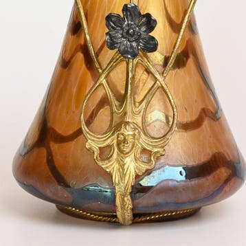 Loetz - Vaas - glas, messing - Jugendstil