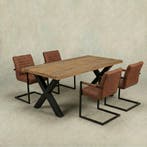 Mangohouten Eettafel Rechthoek Cedric 280x120 cm (6cm), Verzenden, Nieuw, Industriële meubels, Rechthoekig