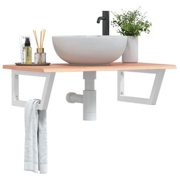 vidaXL Badkamer wandschap staal en massief eikenhout, Verzenden
