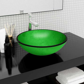 vidaXL Wasbak 42x14 cm gehard glas groen, Doe-het-zelf en Bouw, Verzenden, Nieuw