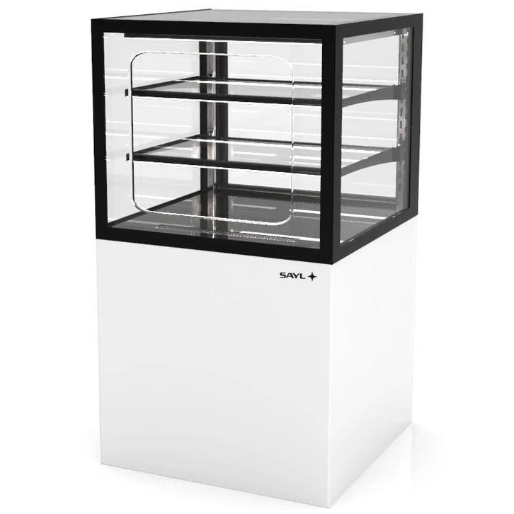 Neutrale Vitrine | INTEGRA | Wit/Zwart | 3 Niveaus |, Zakelijke goederen, Horeca | Keukenapparatuur, Nieuw in verpakking, Verzenden