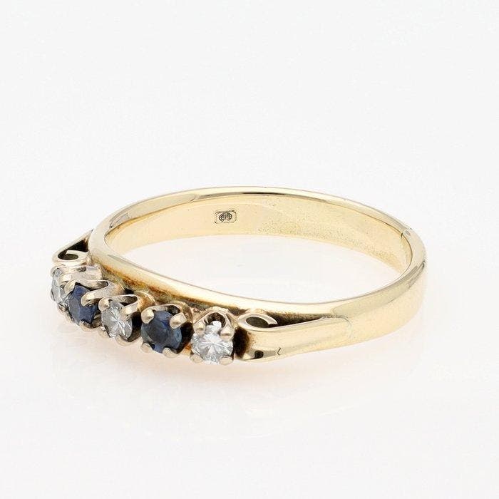 Bague - 14 carats Or jaune - Diamant - Saffier, Bijoux, Sacs & Beauté, Bagues
