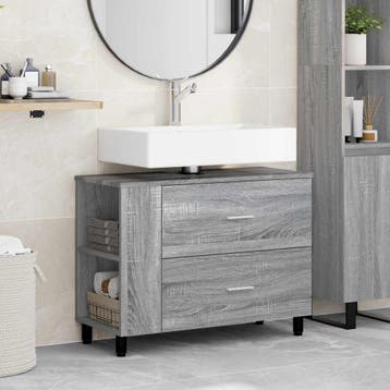 vidaXL Badkamer vaniteitsunit Grijs Sonoma 80 x 35 x 60 cm, Verzenden, Nieuw