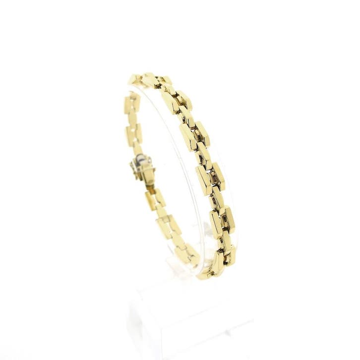 Gouden Bismarck schakelarmband, Handtassen en Accessoires, Armbanden, Goud, Gebruikt, Goud, Ophalen of Verzenden