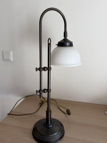 Lampe - Belle lampe vintage avec abat-jour en verre. -, Antiquités & Art