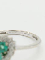 DonnaOro - Ring - 18 karaat Witgoud Smaragd - Diamant, Nieuw