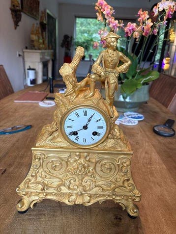 Figurale pendule - - Verguld brons - 1800-1850, Antiek en Kunst
