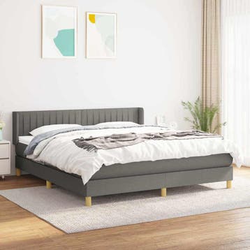 vidaXL Boxspring met matras stof donkergrijs 160x200 cm, Verzenden