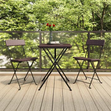 vidaXL 3-delige Bistroset inklapbaar poly rattan bruin, Verzenden