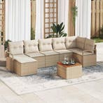 vidaXL Tuinbank Set met kussen 8 pcs Beige poly rattan, Verzenden, Nieuw