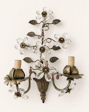 In the style Maison Baguès - Wandlamp (2) - Messing, Glas,