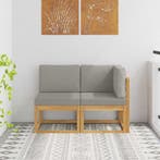 vidaXL Outdoor Midden- en Hoekbank 2 Stuk Wit Massief Acacia, Tuin en Terras, Verzenden, Nieuw