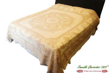 1970 “ filet “ o rete ricamata -Angeli - Bedsprei - 240 cm -, Antiek en Kunst