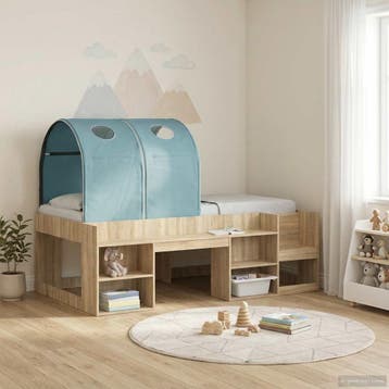 vidaXL Bedtunnel voor kinderbedden 2 st Lichtblauw Polyester, Verzenden, Nieuw