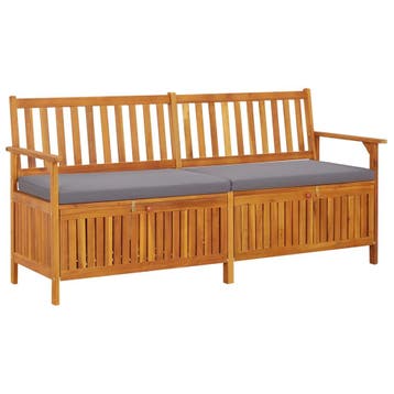 vidaXL Opbergbankje met kussen 170 cm massief acaciahout, Verzenden, Nieuw