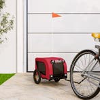 vidaXL Hondenfietstrailer oxford stof en ijzer rood en zwart, Verzenden, Nieuw