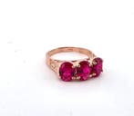 Zonder minimumprijs - Ring - 9 kt. Roségoud, Zilver Robijn -, Nieuw