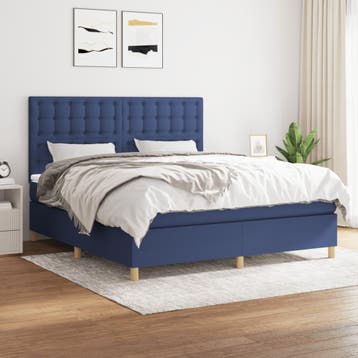 vidaXL Boxspring met matras stof blauw 160x200 cm, Verzenden, Nieuw