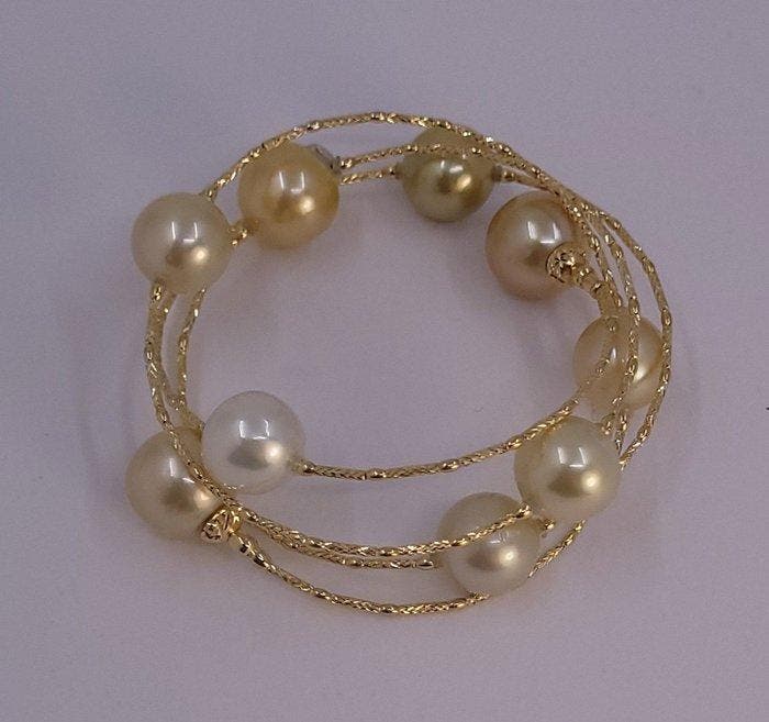 Armband - 18 karaat Geel goud, 10×11 mm gouden Zuidzee, Handtassen en Accessoires, Armbanden