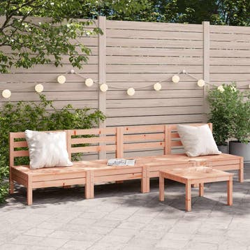 vidaXL Corner Sofa 4 st Solid Douglas Fir wood Natural, Tuin en Terras, Verzenden, Nieuw