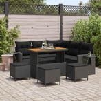 vidaXL Tuinbank Set met kussen 10 pcs Zwart poly rattan, Verzenden, Nieuw