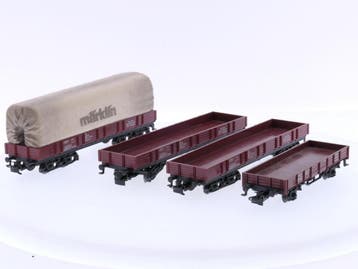 Schaal H0 Märklin 4423, 4473 en 4475 set van 4 lageboordw.., Ophalen of Verzenden, Overige typen