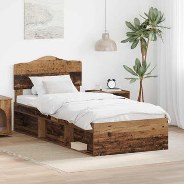 vidaXL Bedframe met hoofdeinde Oudhout 75 x 190 cm Massief, Verzenden, Nieuw