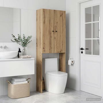 vidaXL Toiletkast BREDA Artisanaal eiken 66 x 25,5 x 190 cm, Verzenden, Nieuw