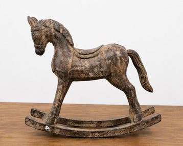 sculptuur, Vintage-Style Rocking Horse with Distressed