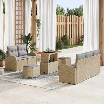 vidaXL Tuinbank Set 8 st 7-Aantal zitplaatsen Beige en, Verzenden, Nieuw