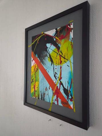 Liesens - Abstract Mash (Handpainted on white canvas met