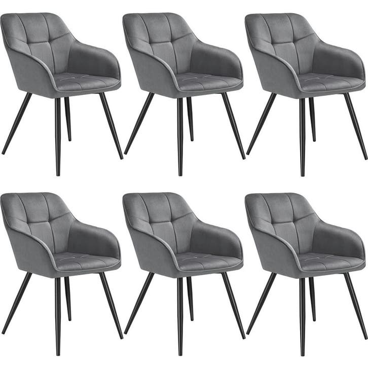 tectake Eetkamerstoel Marilyn, fluweeloptiek, gestikt patroo, Huis en Inrichting, Stoelen, Verzenden