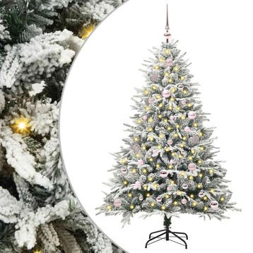 vidaXL Kunstmatige Voorverlichte Kerstboom met Ballenset, Verzenden, Nieuw