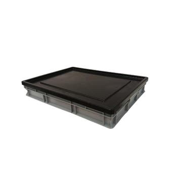 Stapelbak 800x600x120 mm euronorm met oplegdeksel grijs, Ophalen of Verzenden, Nieuw
