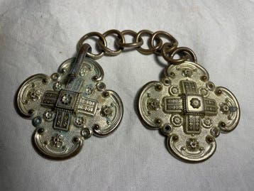 Prachtige liturgische gesp Napoléon III in verzilverd metaal