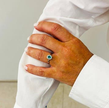 Bague - 18 carats Or blanc Émeraude - Diamant, Bijoux, Sacs & Beauté, Bagues